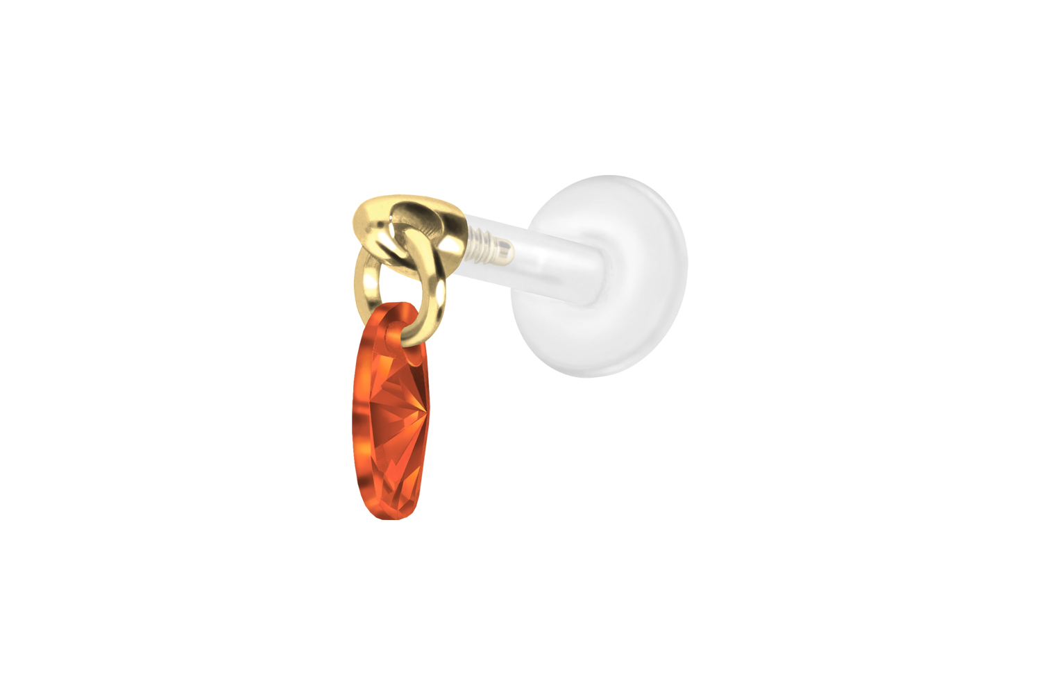 PTFE Labret Piercing mit Innengewinde + Titan-Aufsatz KRISTALLOVAL